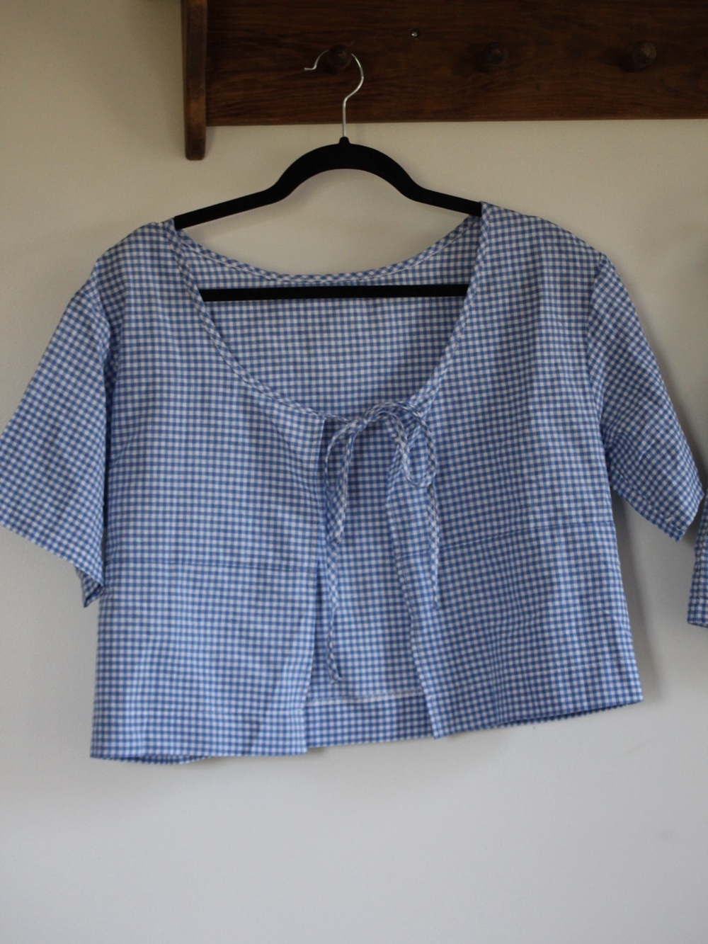 Gingham Blue Cotton Top and Shorts Set - Picture 2 of 5